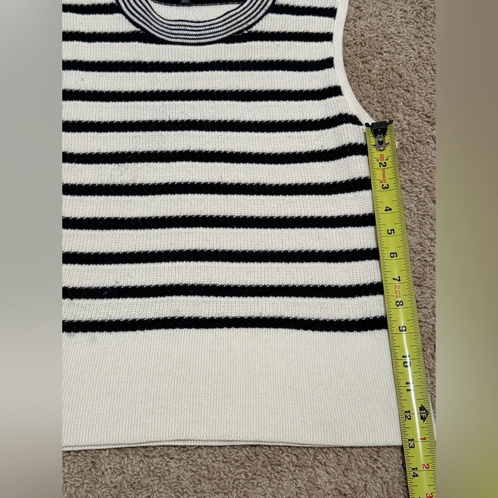 Talbots Sleeveless Top Black & White Stripes Size Large Cotton Blend Knit - Picture 3 of 6